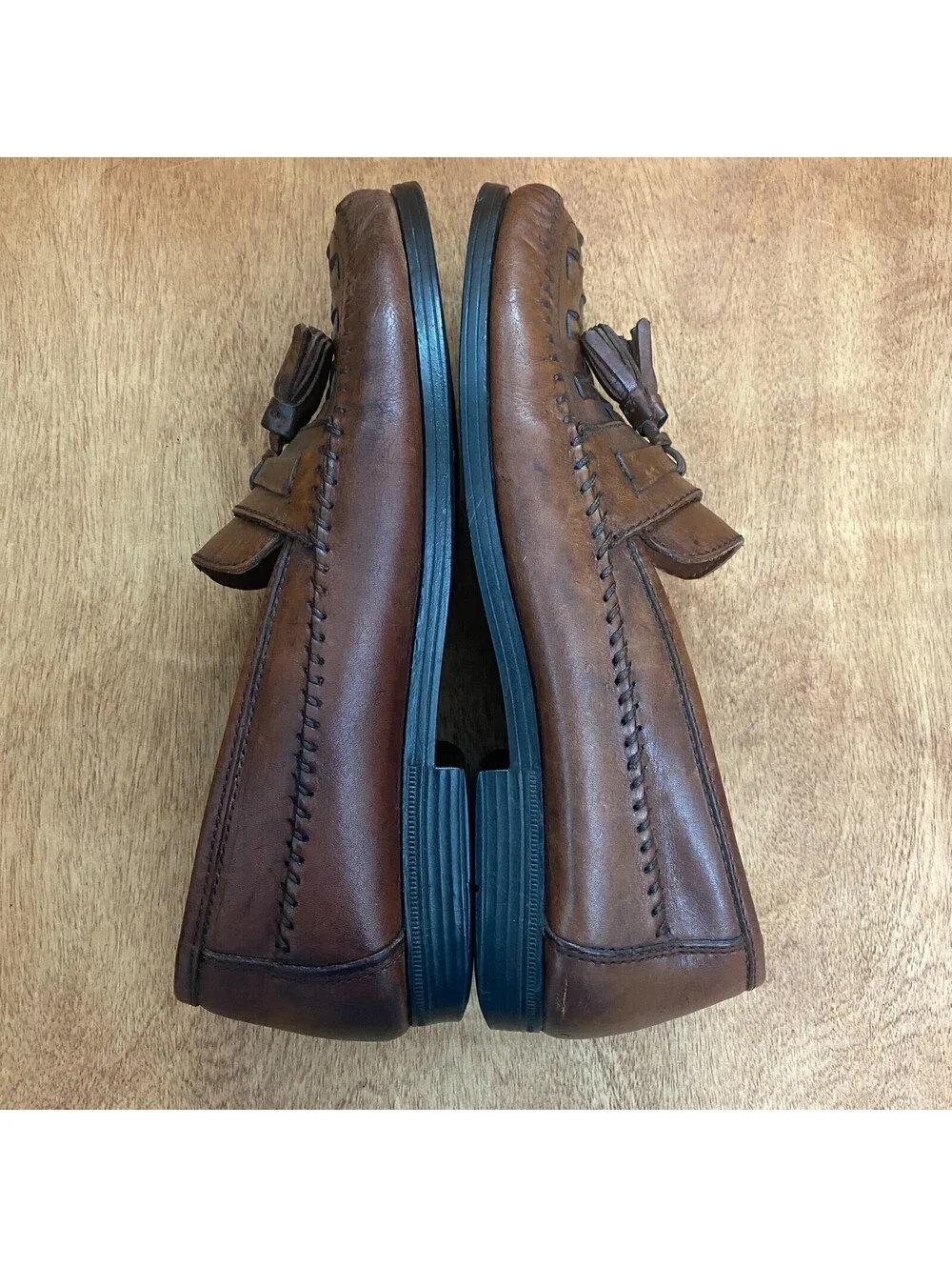 Woodbridge Basket Weaved Brown Leather Tassel Loafers Shoes Mens Size 10 Brazil